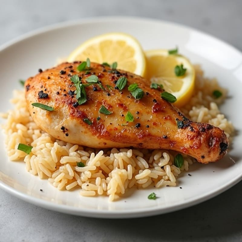 Lemon-Herb Roasted Chicken with Fluffy Brown Rice