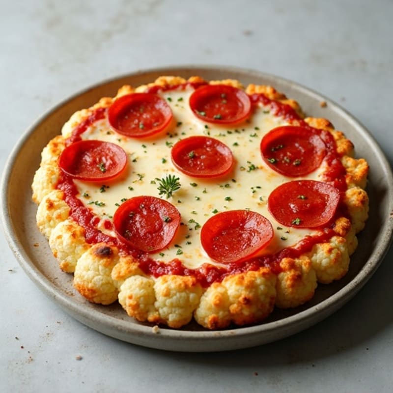Cheesy Stuffed Cauliflower Crust Pizza with Lean Turkey Pepperoni