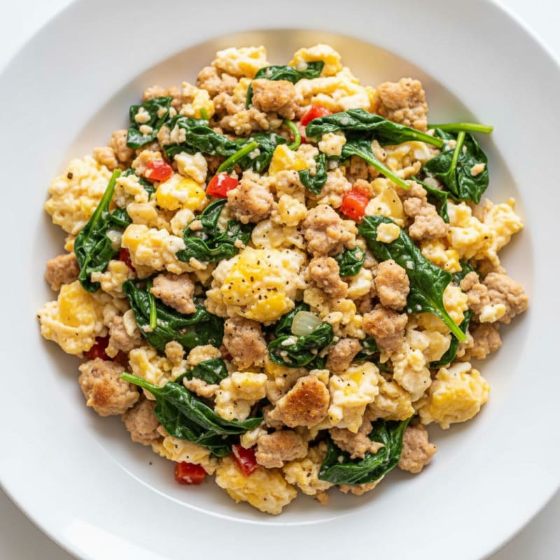 Egg White Scramble with Lean Turkey and Spinach