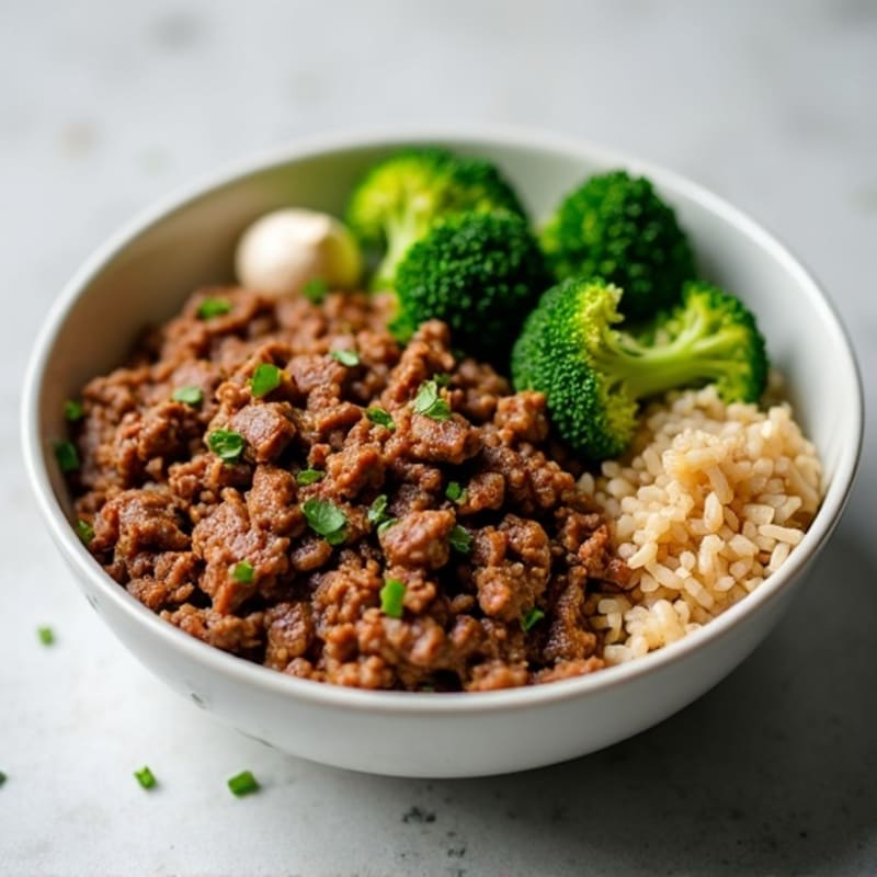 Garlic Beef and Crisp Broccoli Rice Bowl