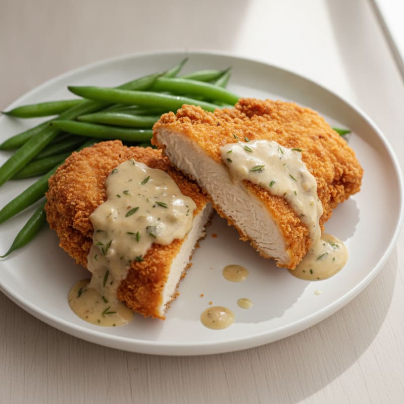 Crispy Buttermilk Fried Chicken with Creamy Gravy