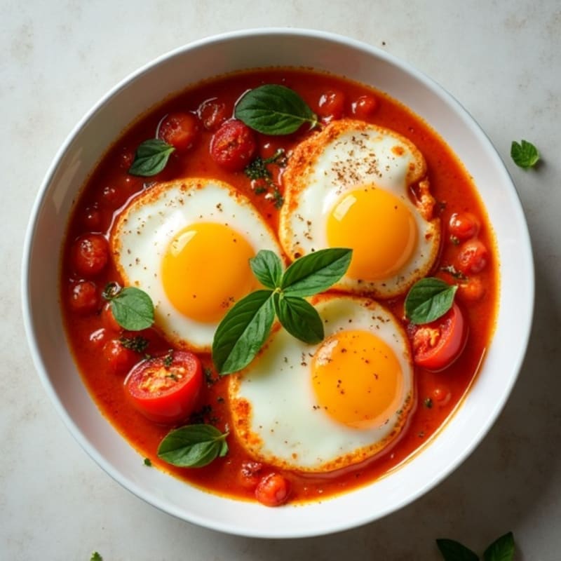 Spiced Tomato-Poached Eggs with Fresh Herbs