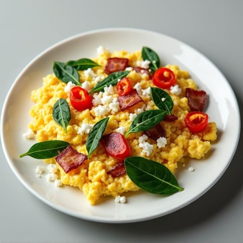 Egg White Scramble with Spinach and Turkey Bacon