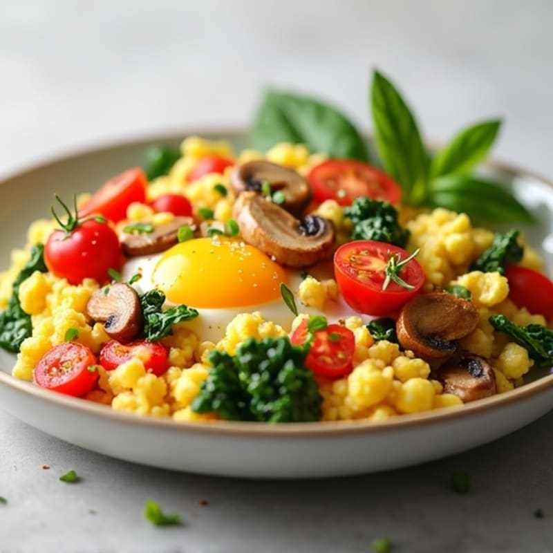 Fluffy Egg and Fresh Veggie Scramble