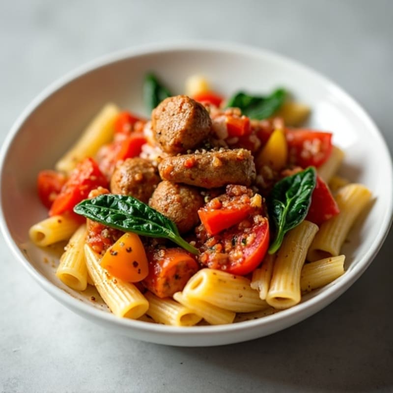 Lean Turkey Sausage Ragu with Protein Pasta