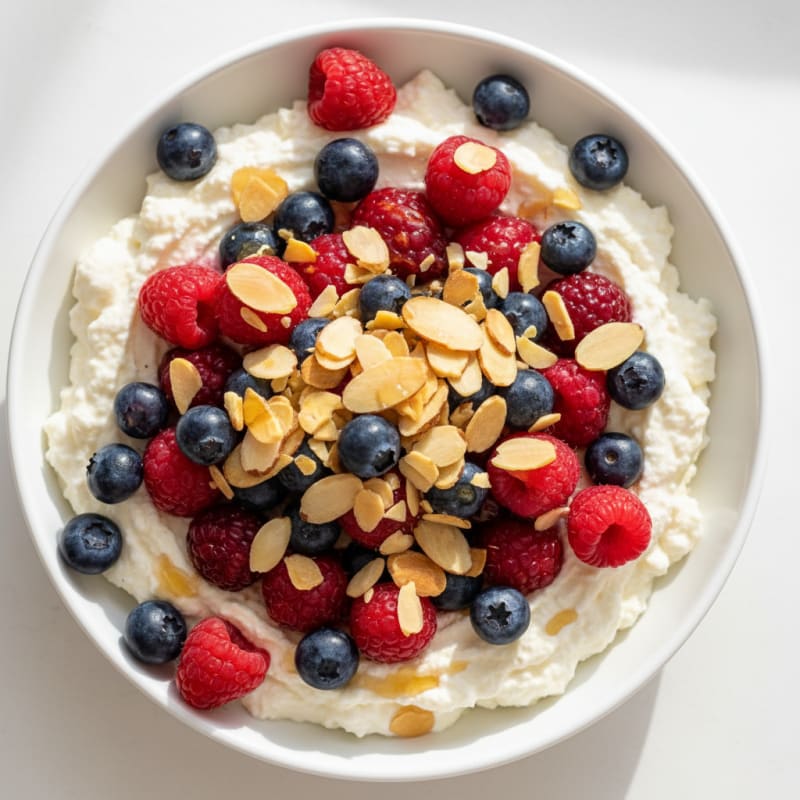 Creamy Cottage Cheese Protein Pudding with Mixed Berries