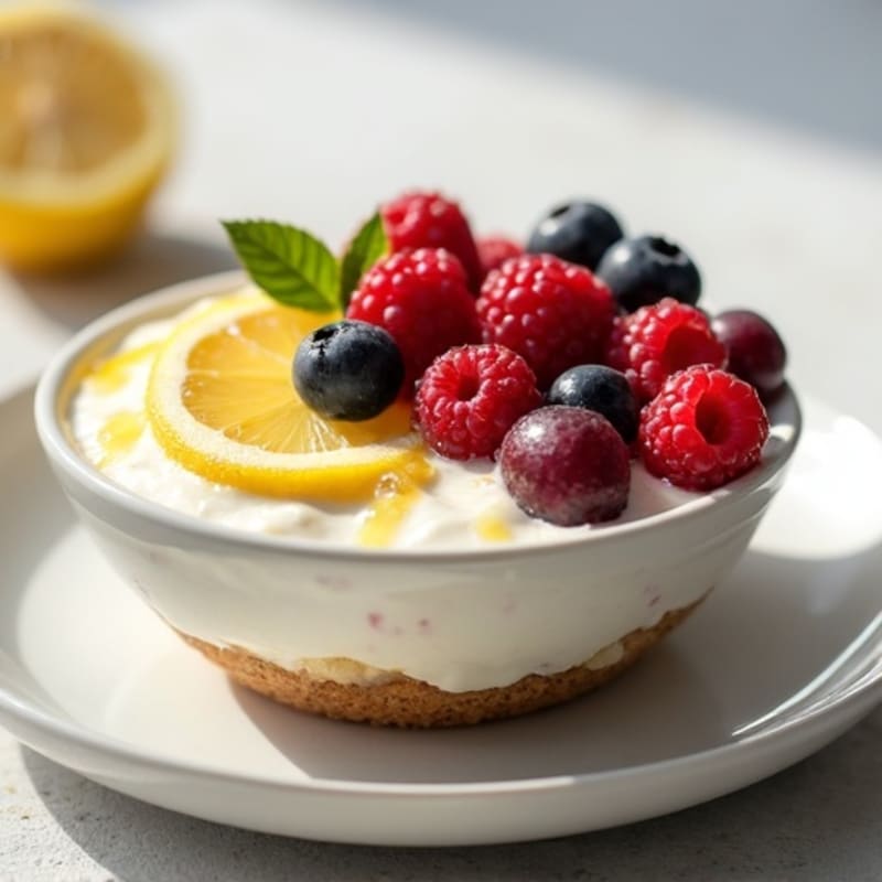 Creamy Lemon Berry Protein Cheesecake Bowl