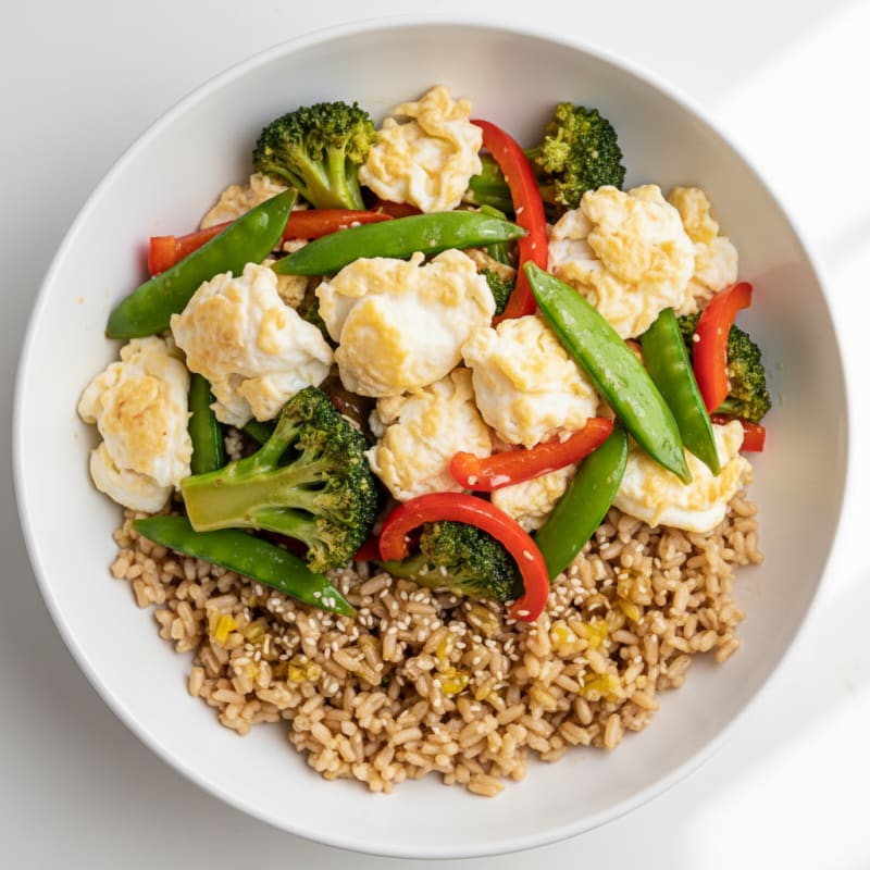 Egg White Vegetable Stir-Fry with Brown Rice