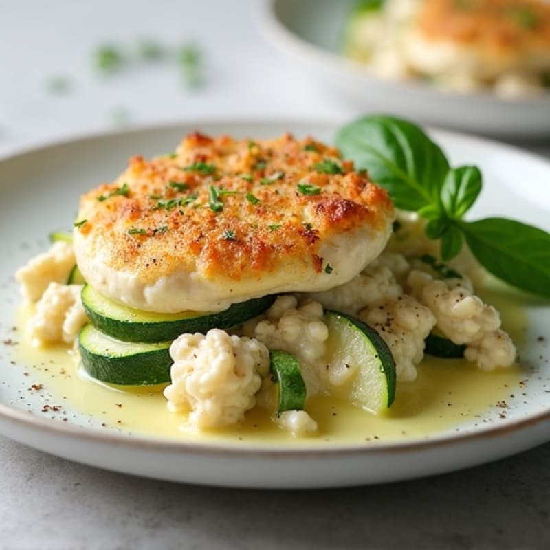 Creamy Ricotta Chicken and Zucchini Bake with Herb Crumb Topping