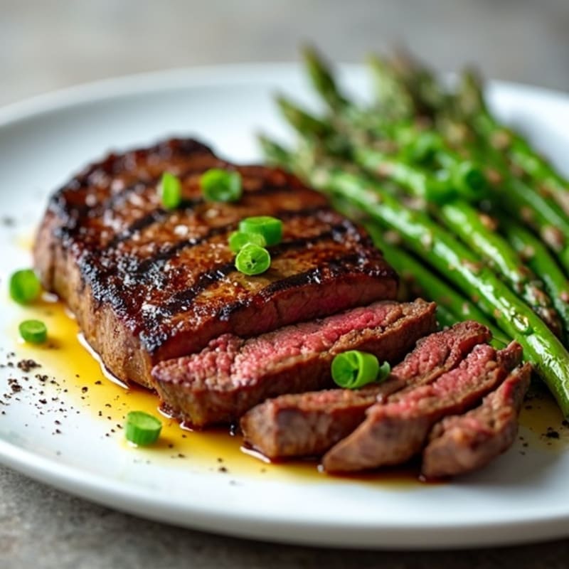 Grilled Skirt Steak with Roasted Asparagus