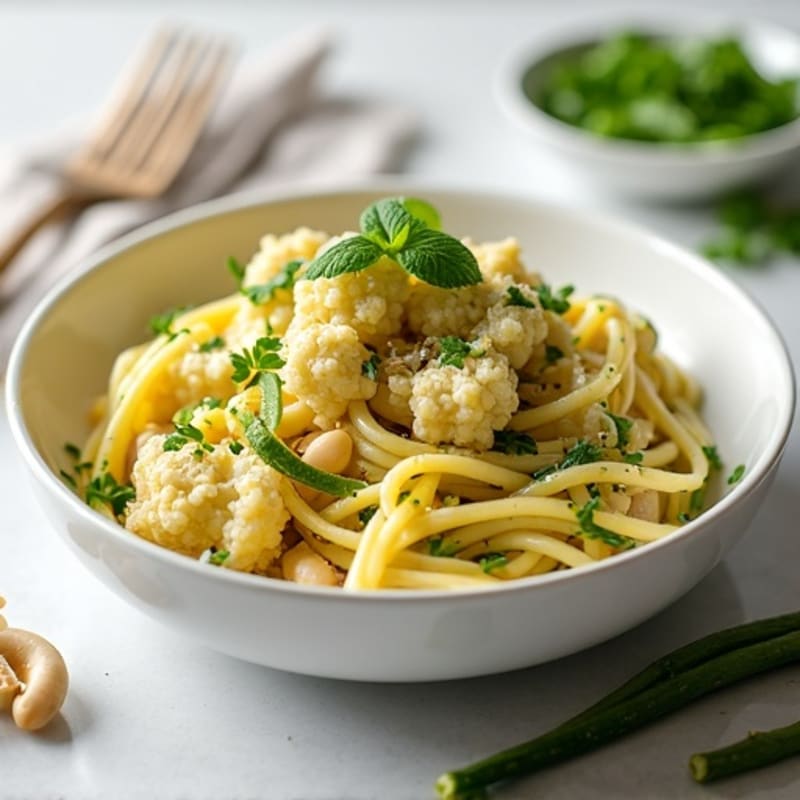 Creamy Cashew Cauliflower Alfredo with Zucchini Noodles