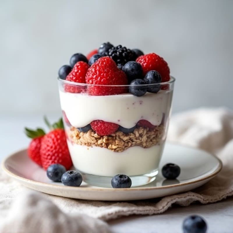 Greek Yogurt Protein Parfait with Mixed Berries