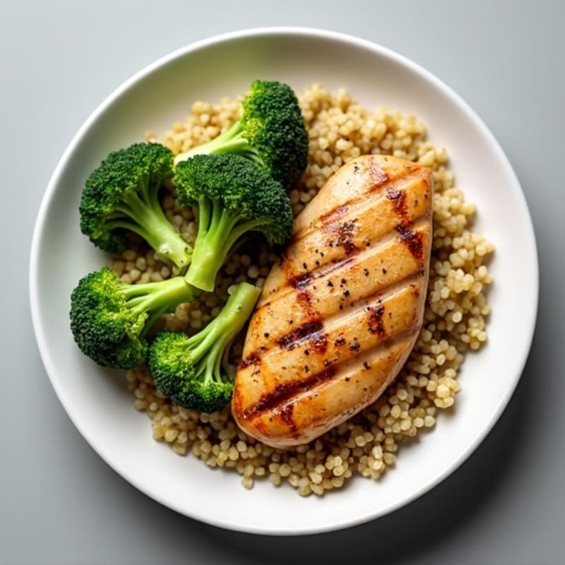 Grilled Chicken Breast with Roasted Broccoli and Quinoa