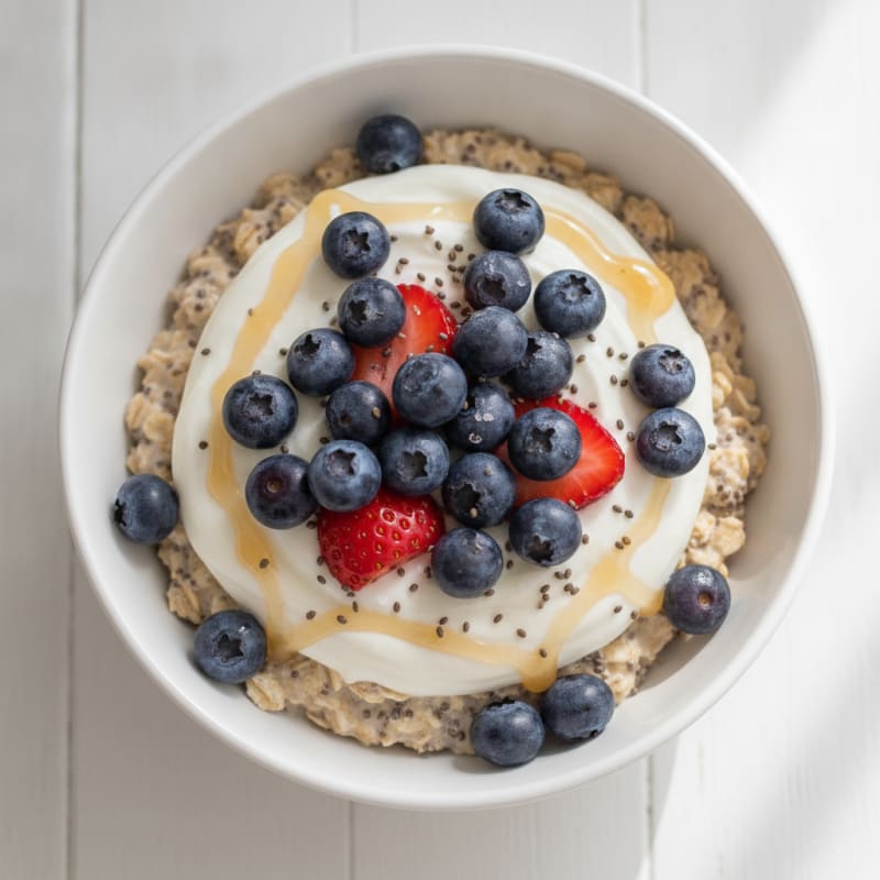 Berry Chia Overnight Oats with Greek Yogurt