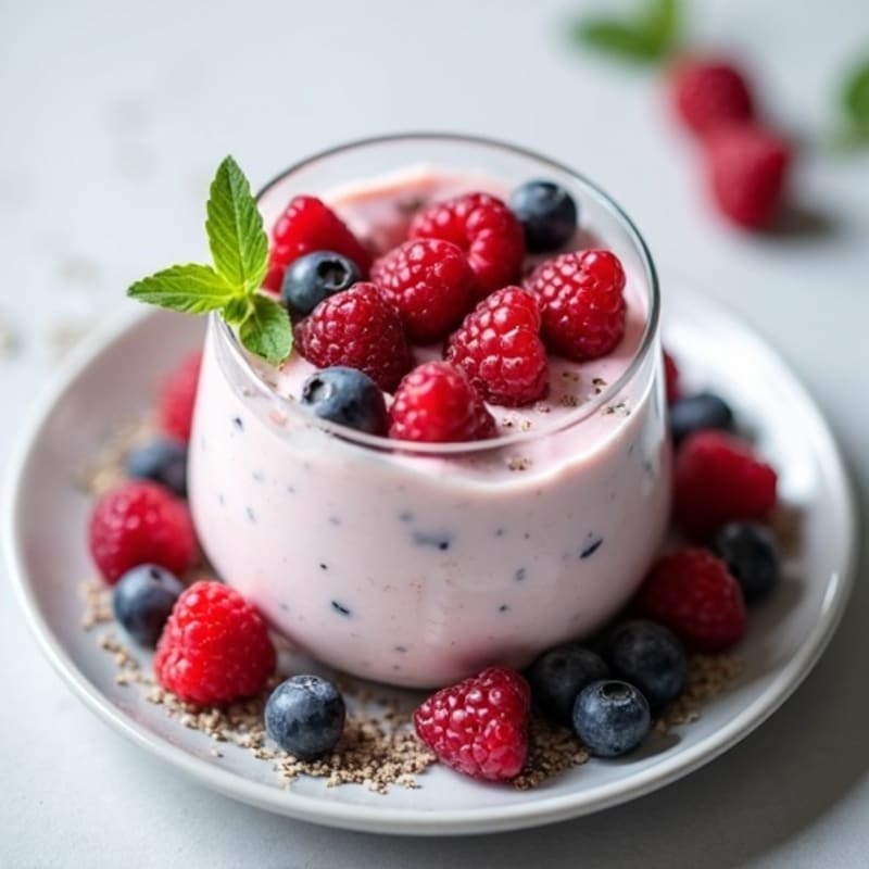 Greek Yogurt Protein Mousse with Mixed Berries