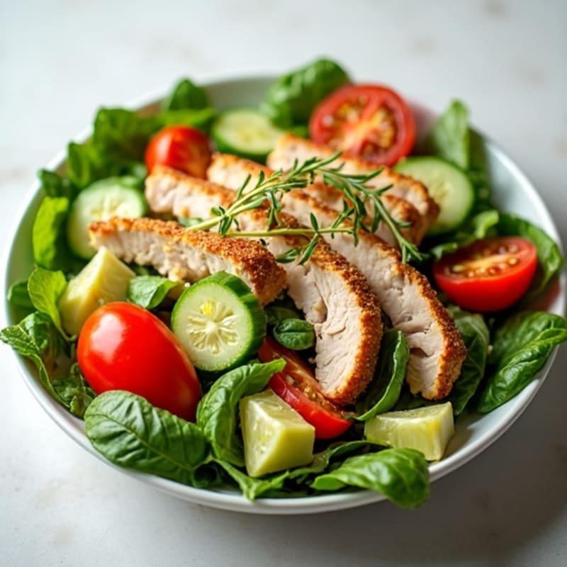 Crispy Chopped Salad with Lean Turkey, Fresh Vegetables, and Zesty Herb Vinaigrette