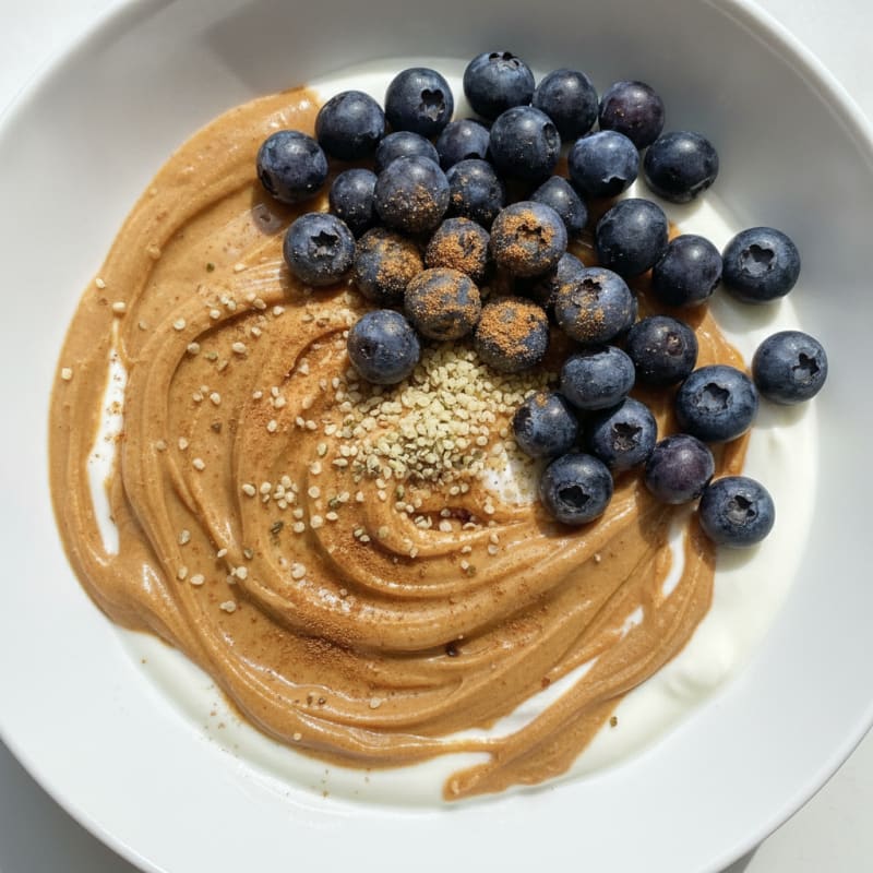 Peanut Butter Yogurt Bowl with Blueberries