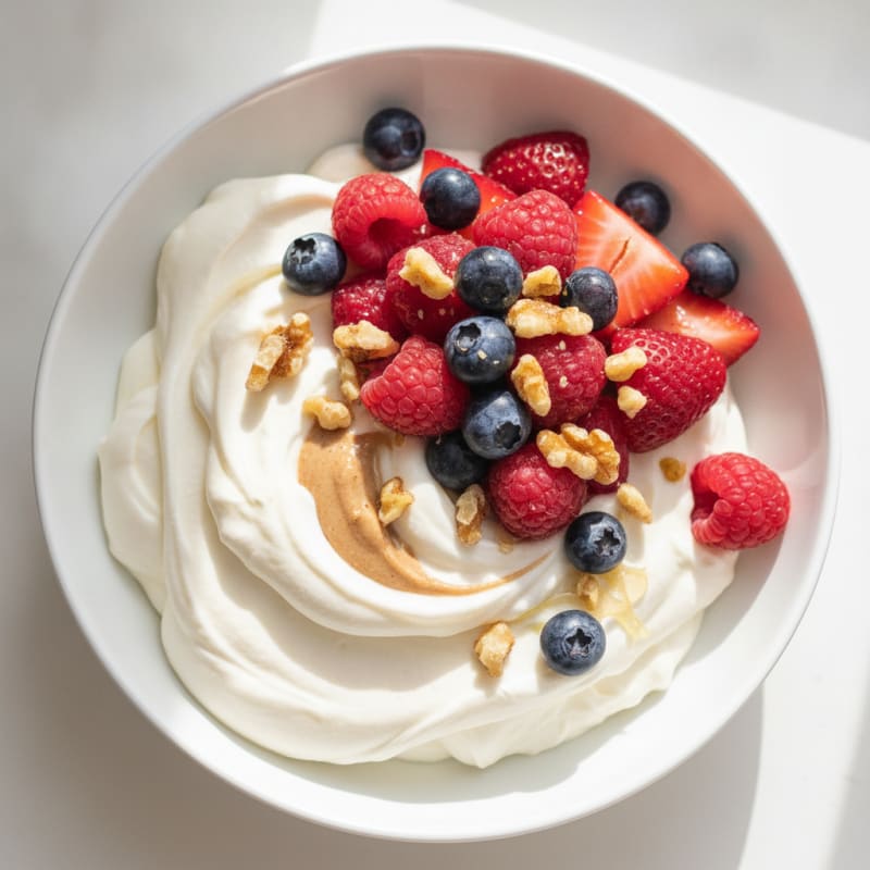 Creamy Greek Yogurt Protein Mousse with Mixed Berries