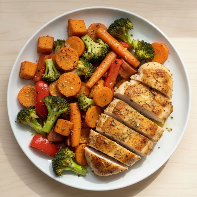 Pan-Seared Chicken with Roasted Vegetables