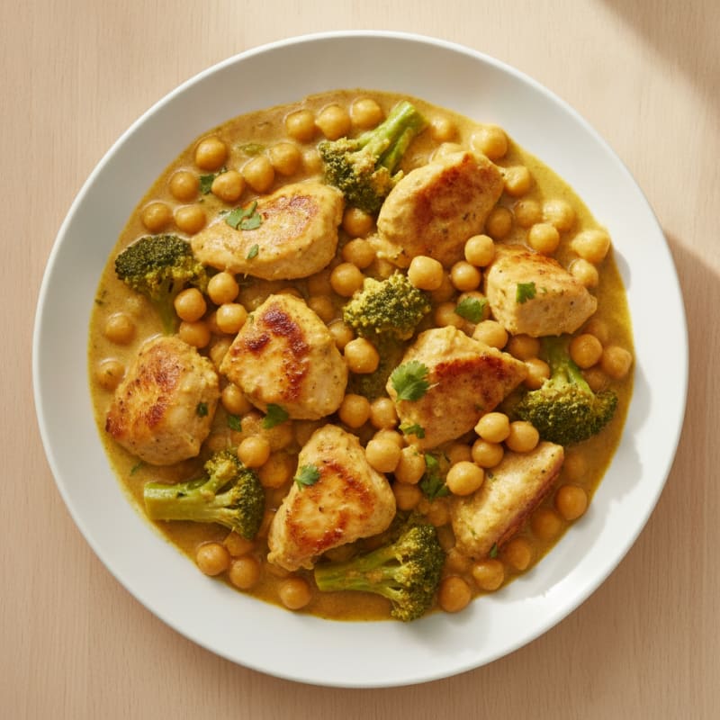High-Protein Chickpea and Broccoli Curry