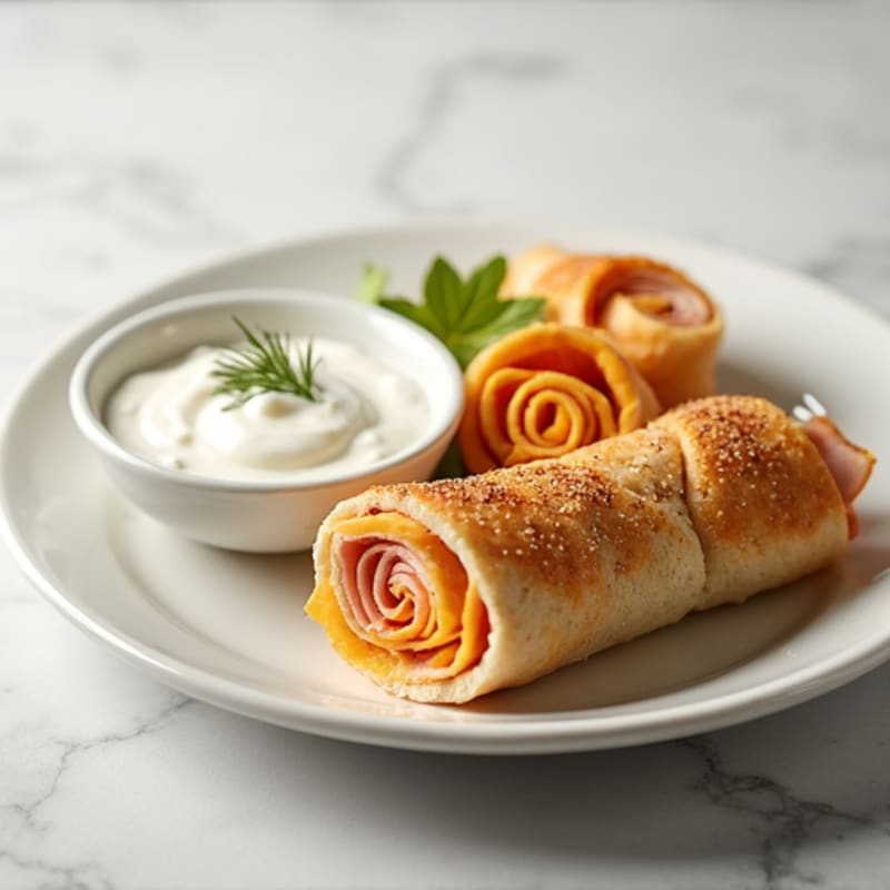 Turkey and Cheese Roll-Ups with Greek Yogurt Dip
