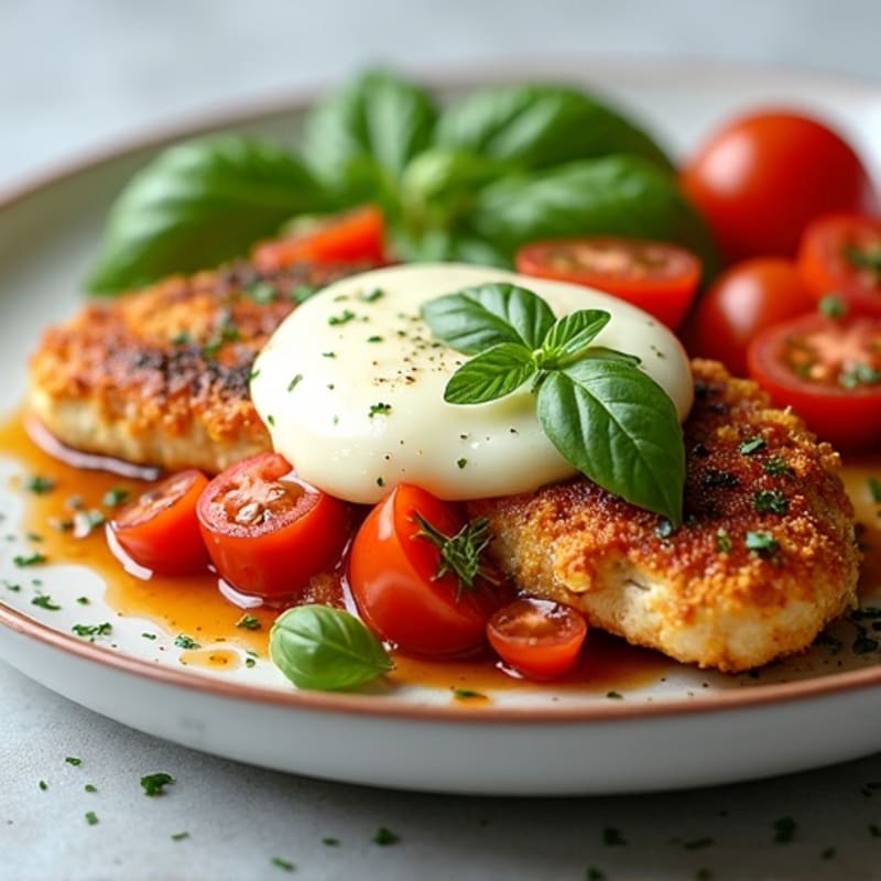 Crispy Baked Chicken with Fresh Tomato, Basil, and Gooey Mozzarella