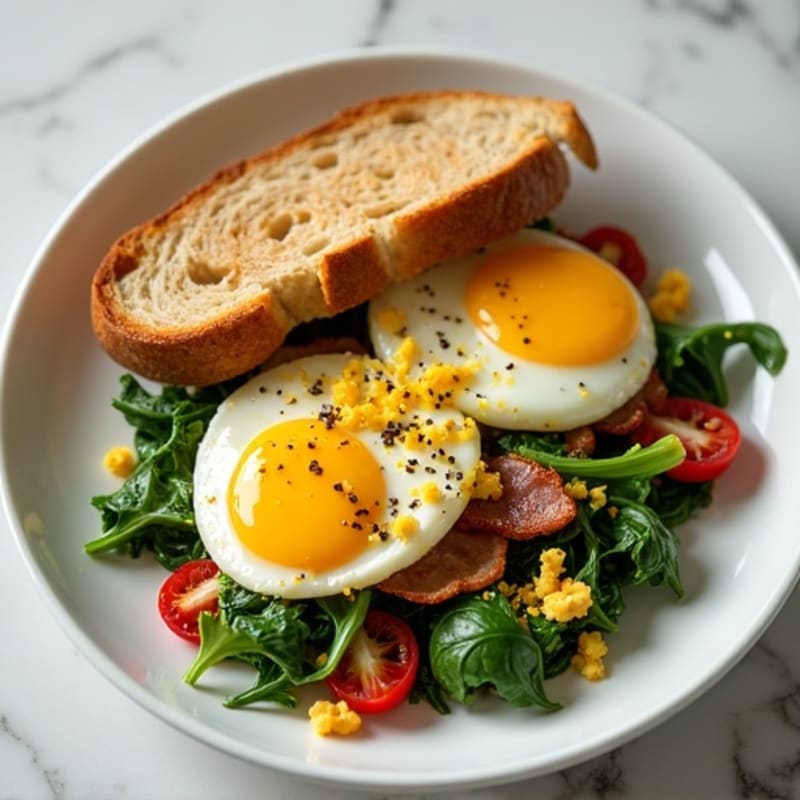 Egg White Scramble with Spinach and Turkey Bacon