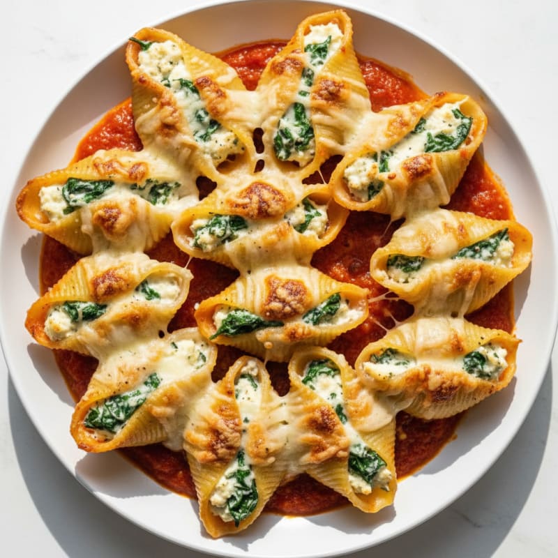 Baked Spinach Ricotta Stuffed Shells