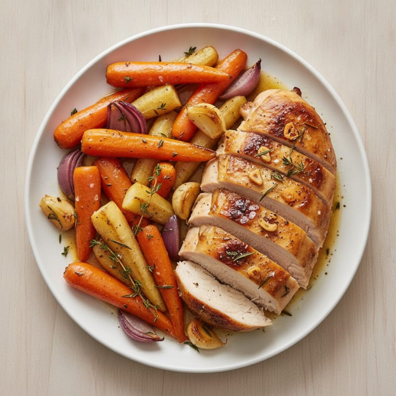 Garlic Herb Roasted Chicken with Root Vegetables