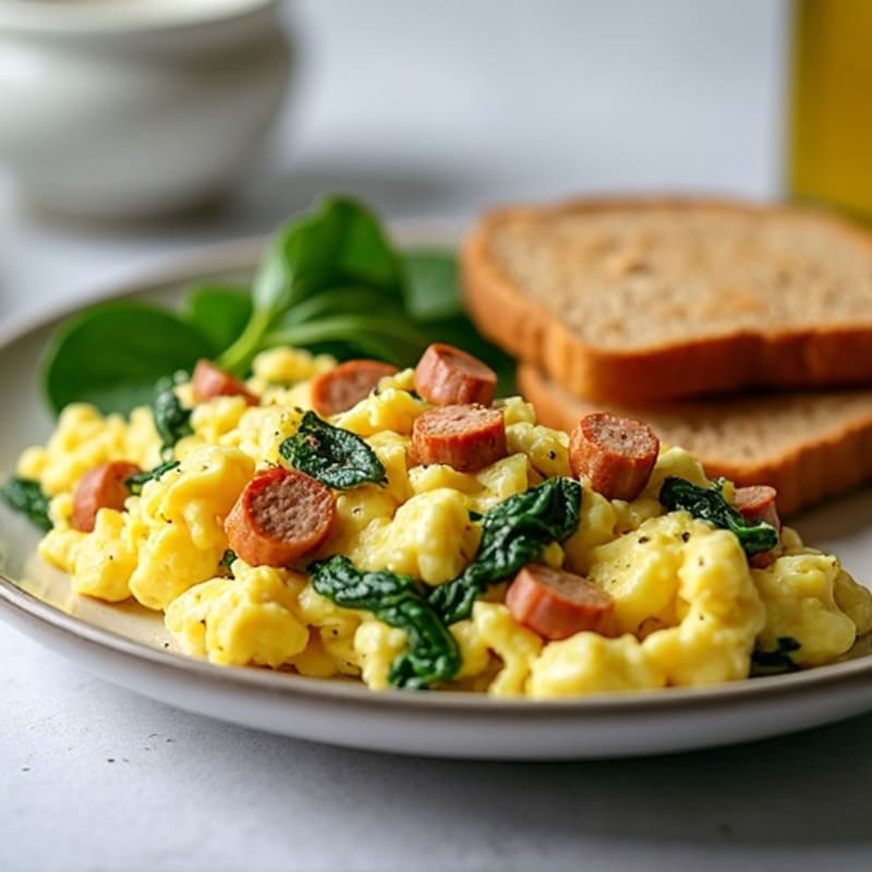 Egg White and Turkey Sausage Scramble with Spinach