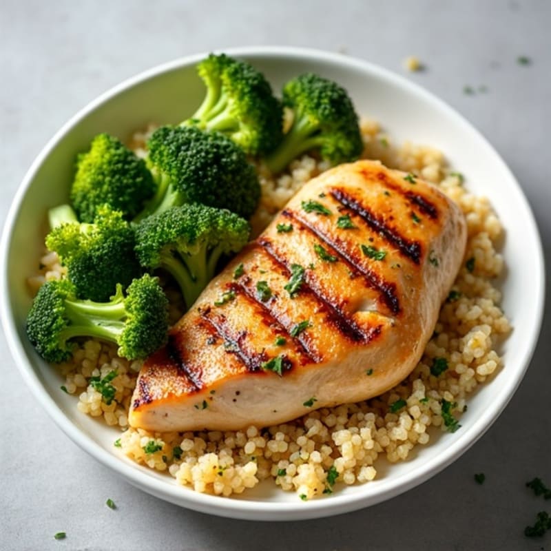 Grilled Chicken Breast with Quinoa and Steamed Broccoli
