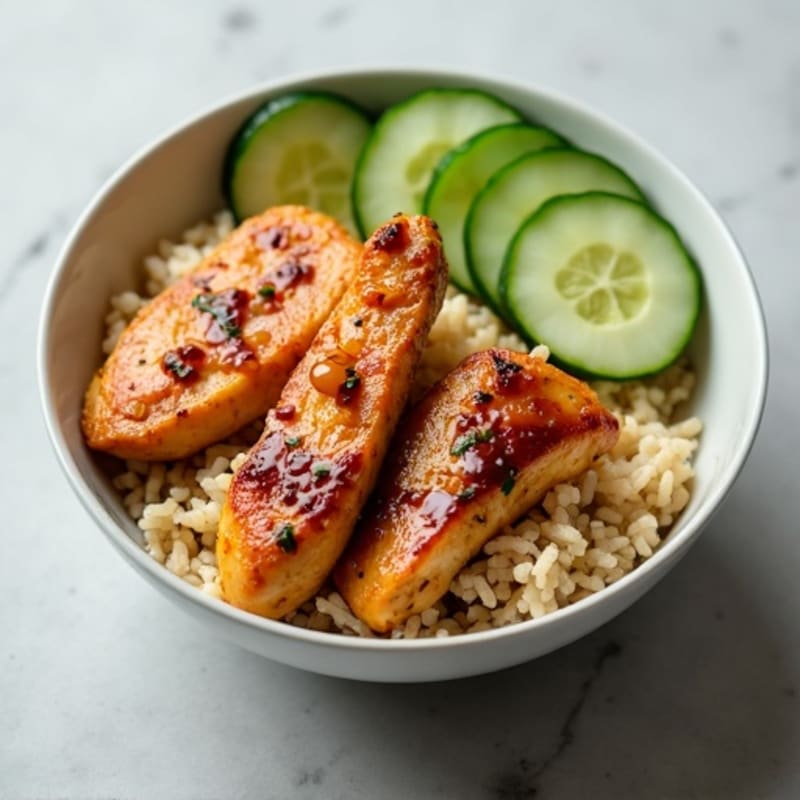 Ginger-Soy Glazed Chicken with Cucumber Rice Bowl