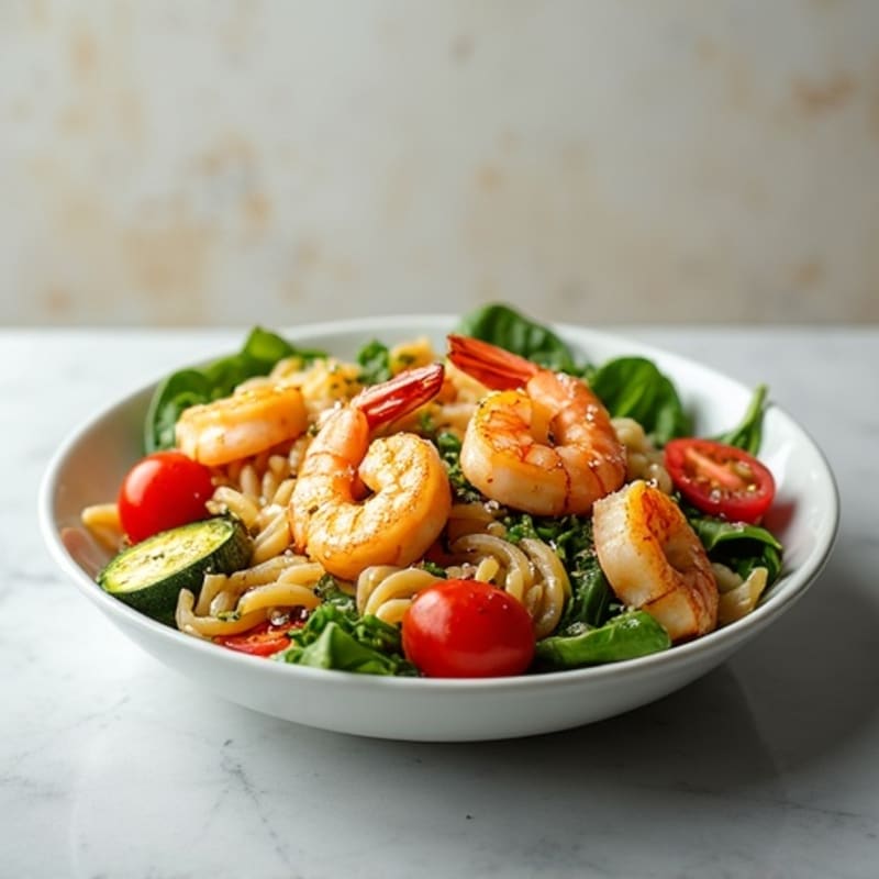 Grilled Shrimp and Veggie Pasta Bowl