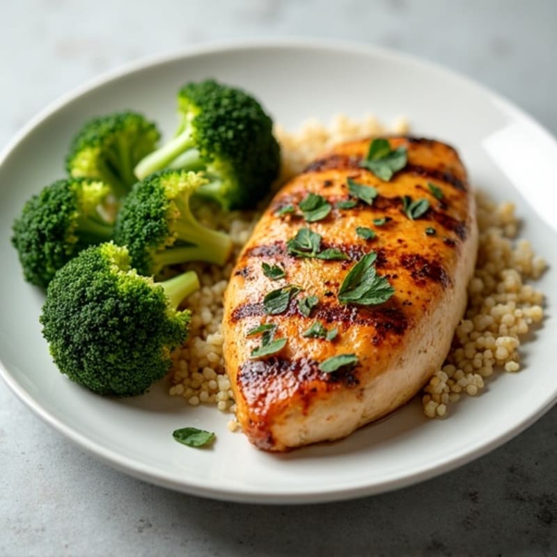 Grilled Chicken Breast with Roasted Broccoli and Quinoa