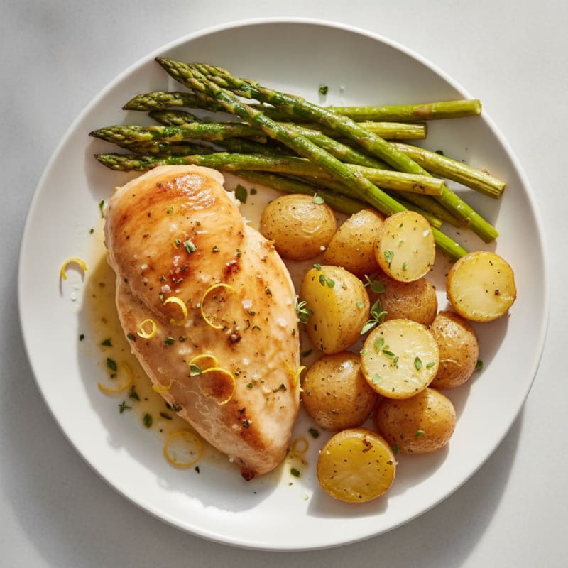 Lemon Herb Roasted Chicken with Asparagus