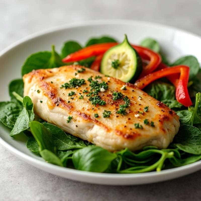 Lemon Herb Chicken with Fresh Greens and Crispy Vegetables
