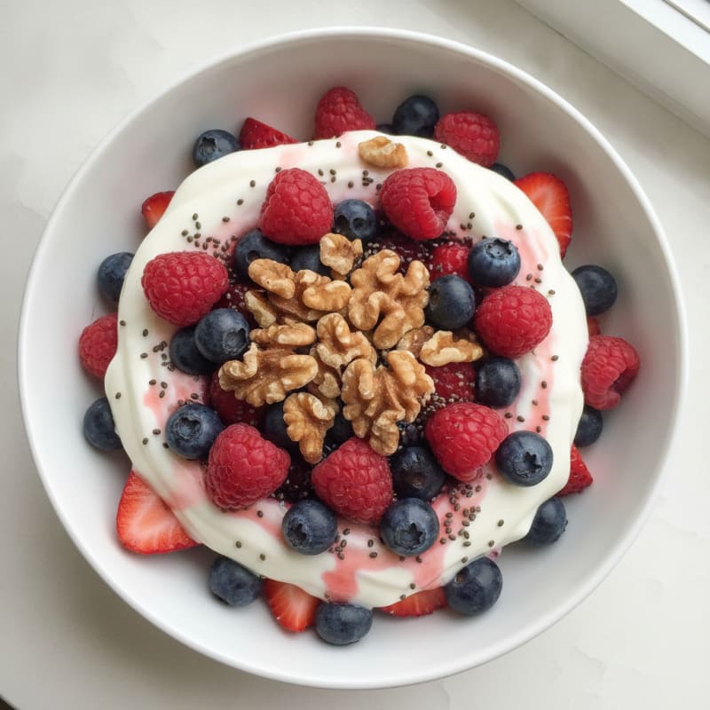 Greek Yogurt Protein Parfait with Mixed Berries