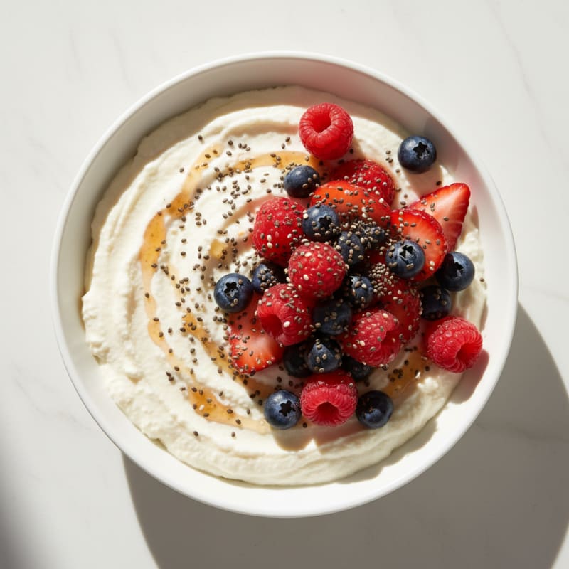 Cottage Cheese Protein Pudding with Mixed Berries