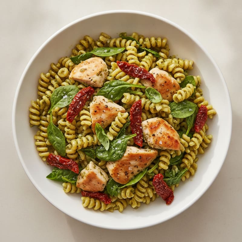 Pesto Chicken Pasta with Sun-Dried Tomatoes