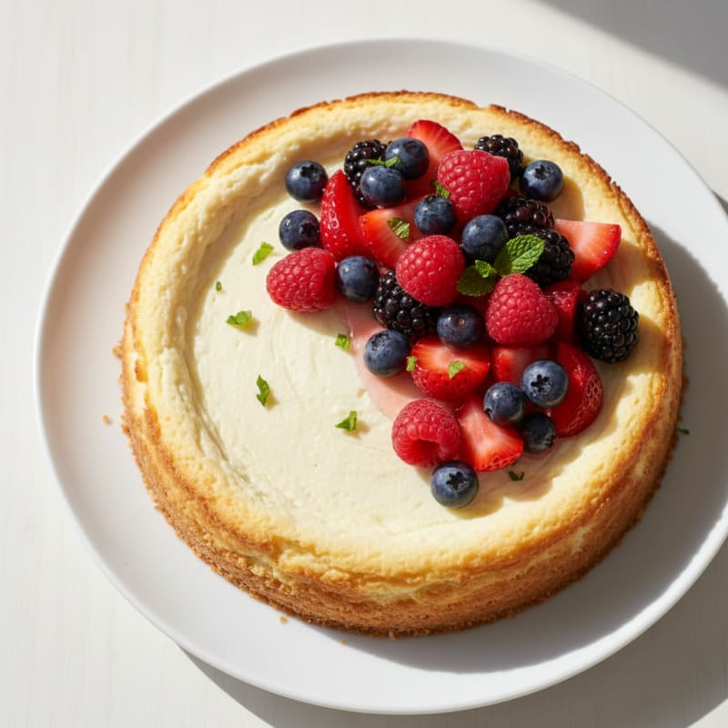 Greek Yogurt Protein Cheesecake with Mixed Berries