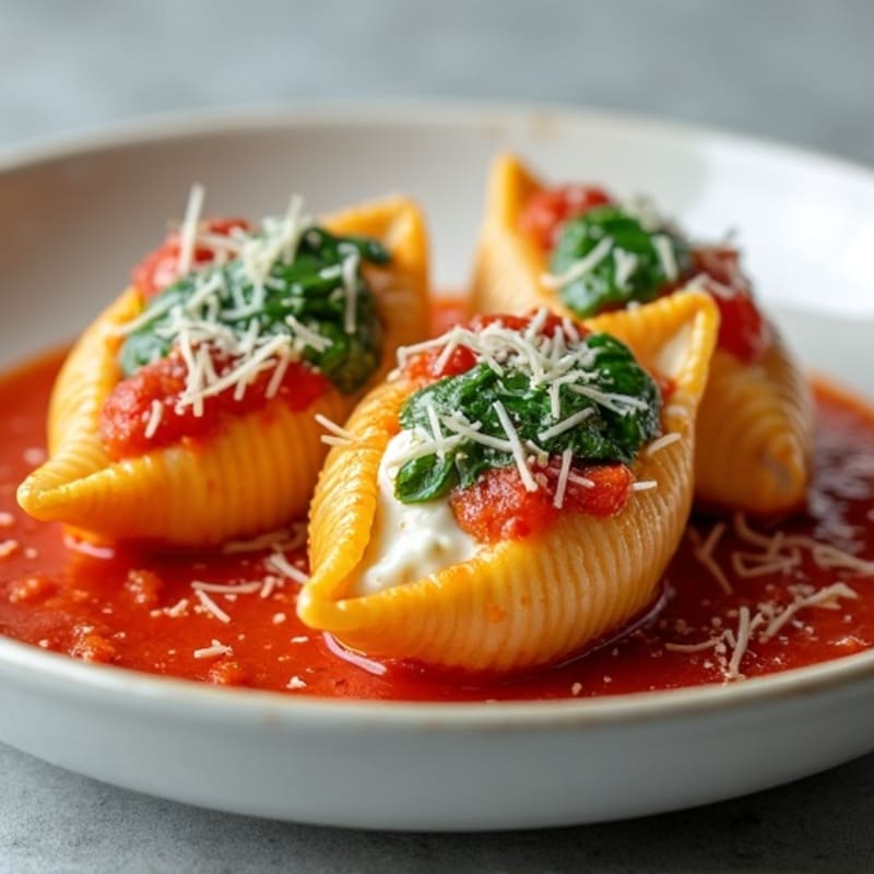 Baked Creamy Spinach Ricotta Stuffed Shells