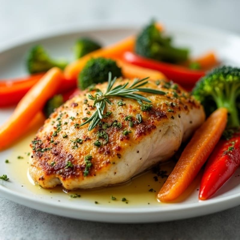Herb-Crusted Pan Seared Chicken with Roasted Vegetables