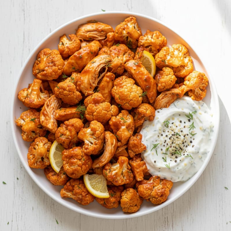 Buffalo Cauliflower Bites with Ranch Dip