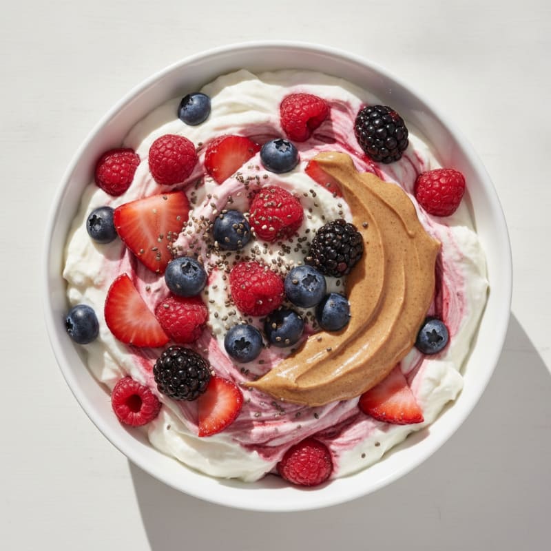 Greek Yogurt Protein Mousse with Mixed Berries