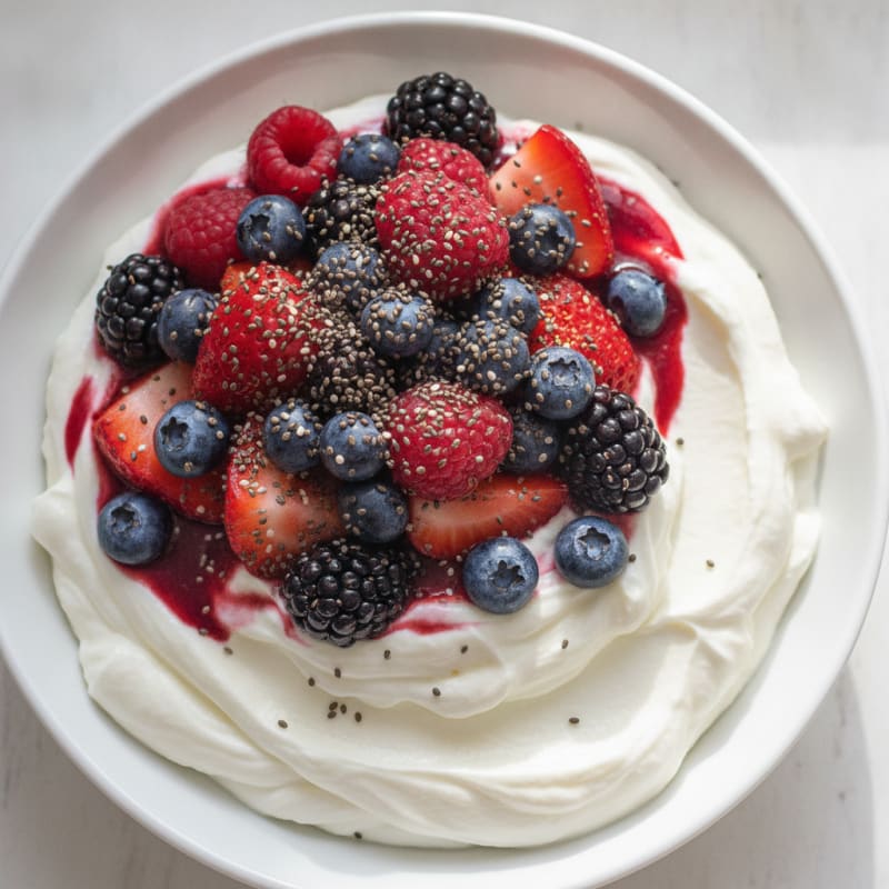 Greek Yogurt Protein Pudding with Mixed Berries