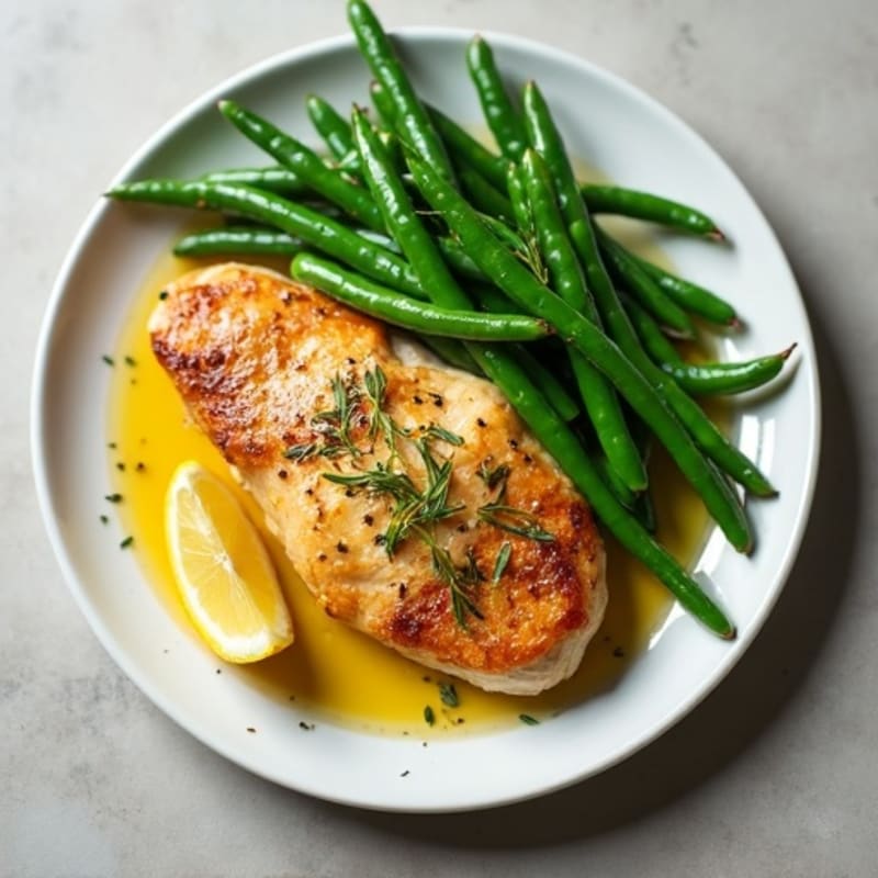 Lemon-Garlic Pan-Seared Chicken with Fresh Green Beans