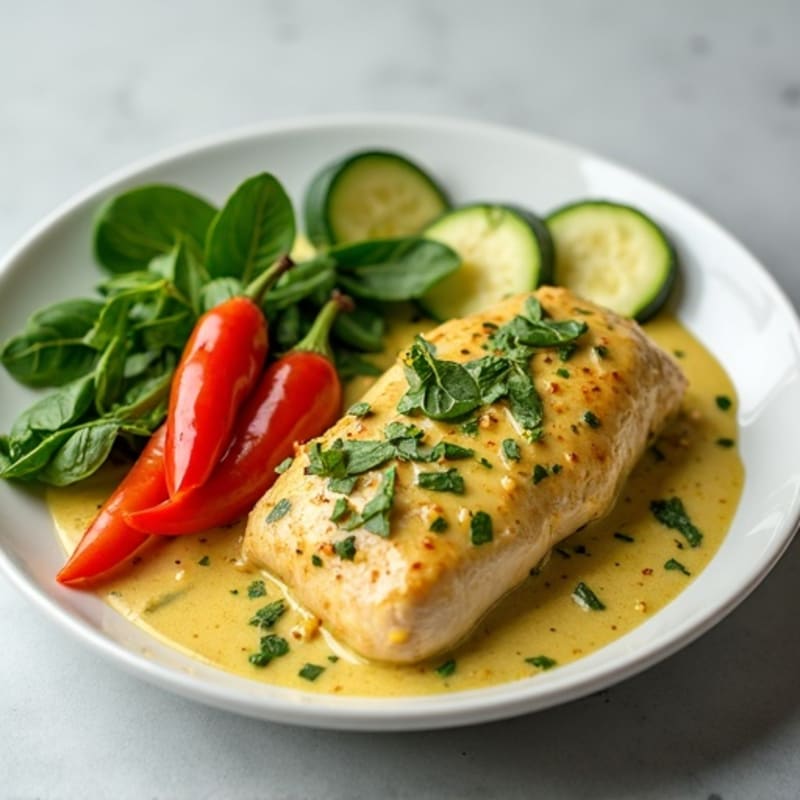 Creamy Coconut Green Curry Chicken with Fresh Vegetables