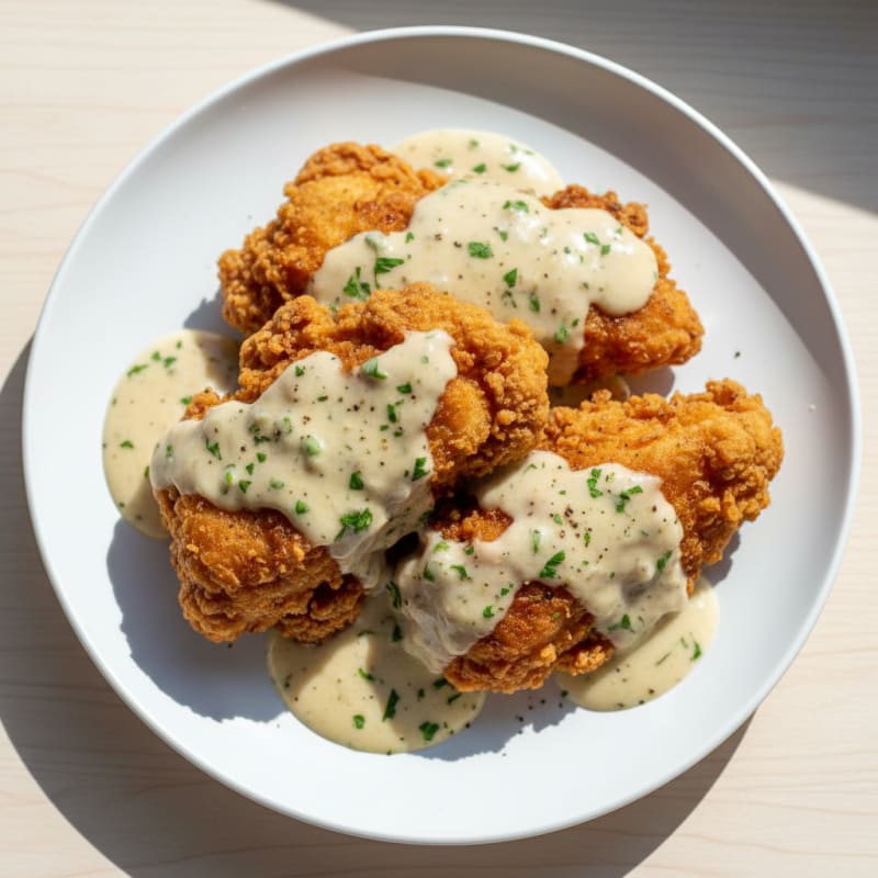 Crispy Buttermilk Fried Chicken with Creamy Gravy