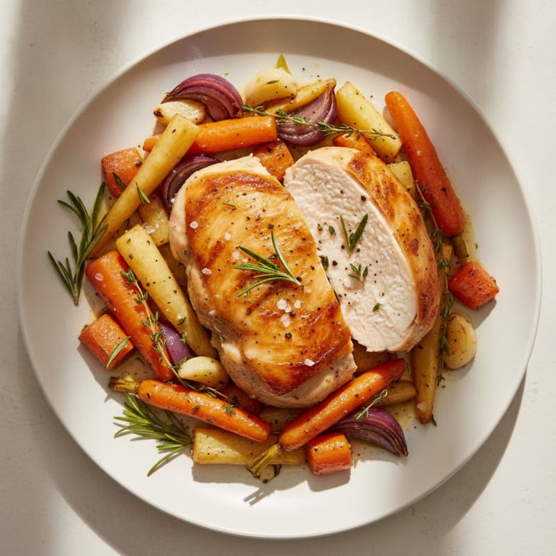 Garlic Herb Roasted Chicken with Root Vegetables