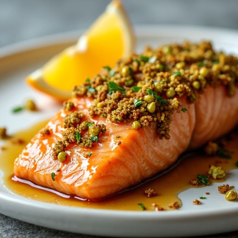 Crispy Pistachio-Crusted Salmon with Citrus-Ginger Glaze